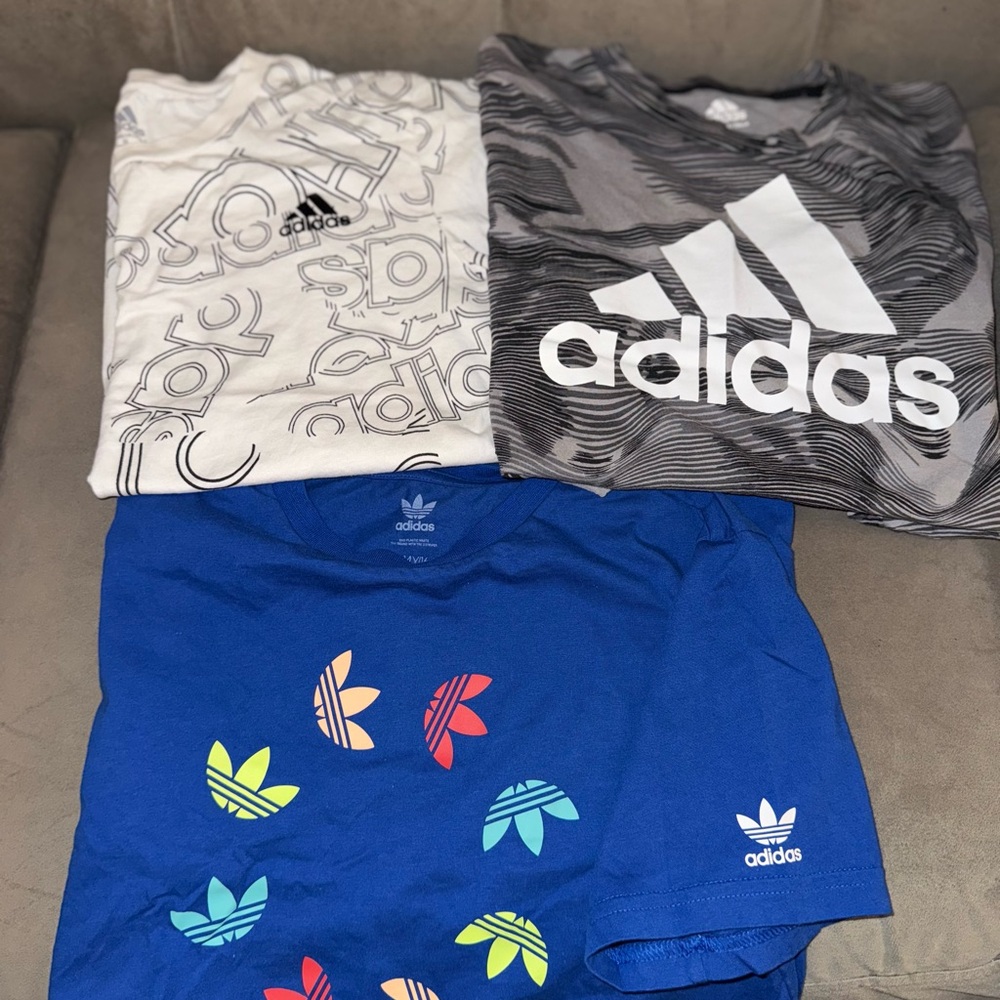 Adidas Kids' Blue, Gray, and White T-Shirts